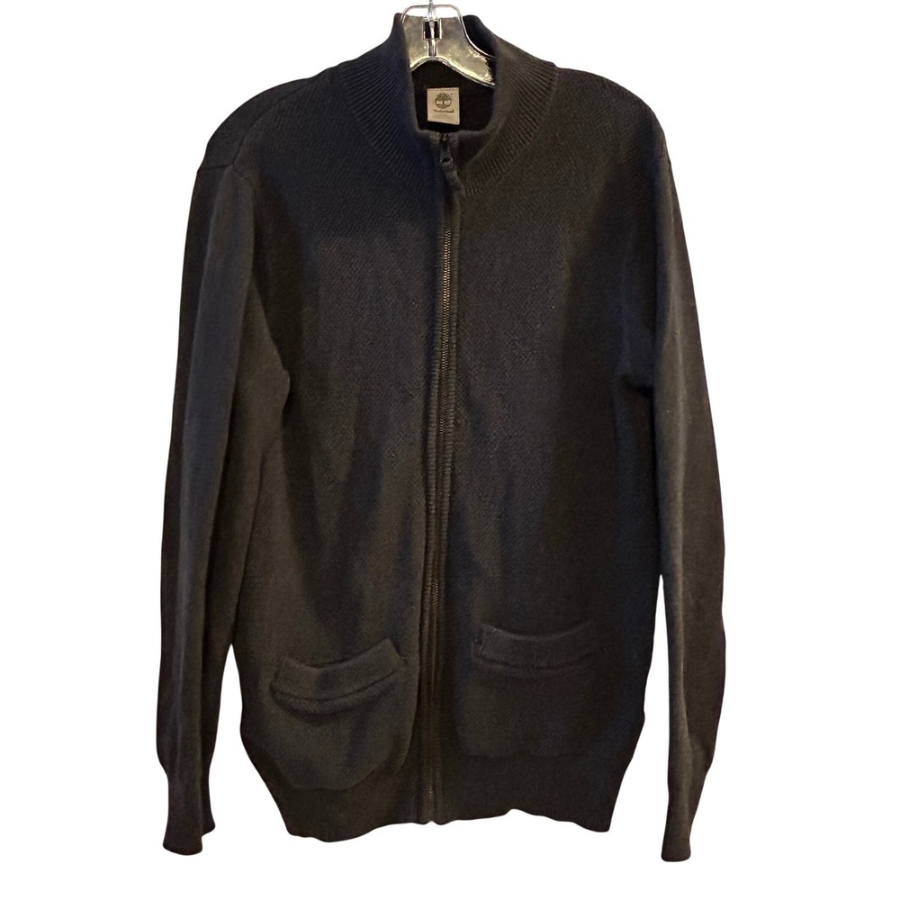 Timberland Men's Full Zip Cardigan Sweater‎ Dark Gray Size S Regular Fit Cotton